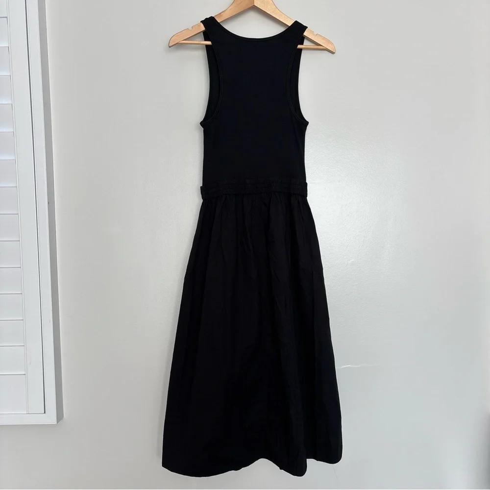 NWOT Nation Ltd Sadelle Black Stretch Cotton Midi Dress Size M